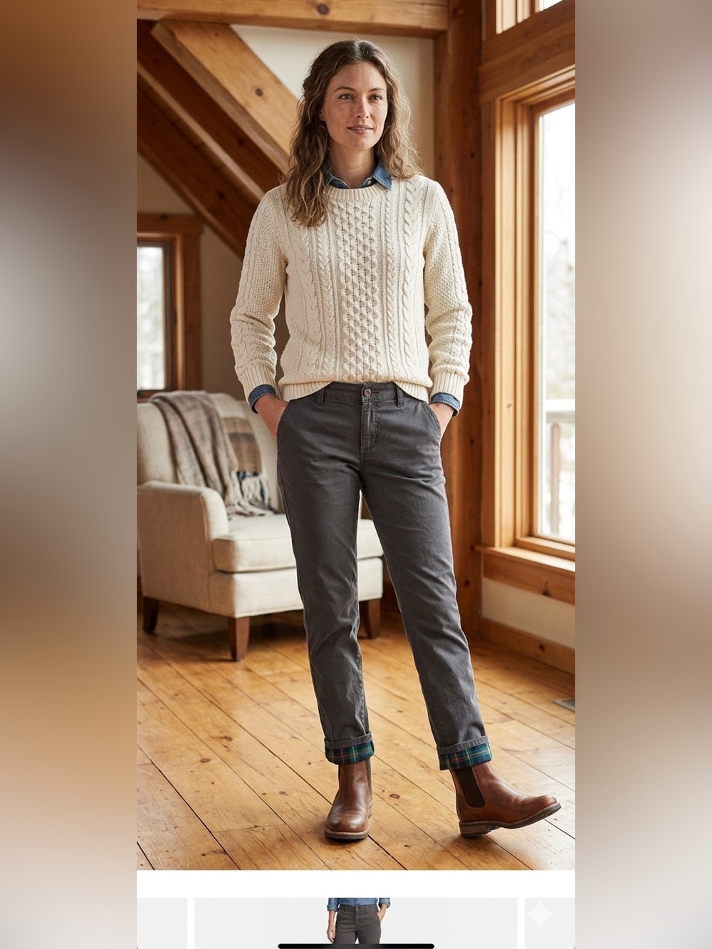 Eddie Bauer Flannel Lined Legend Wash Stretch Chino Pants Women's 4 Boyfriend